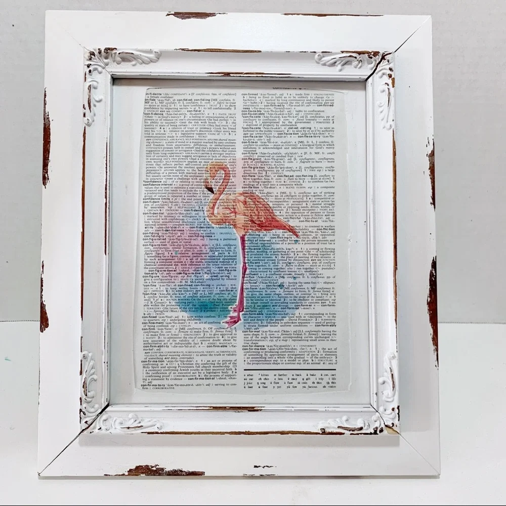 Dictionary Art Print Pink Flamingo, Vintage Art Print, Dictionary Print